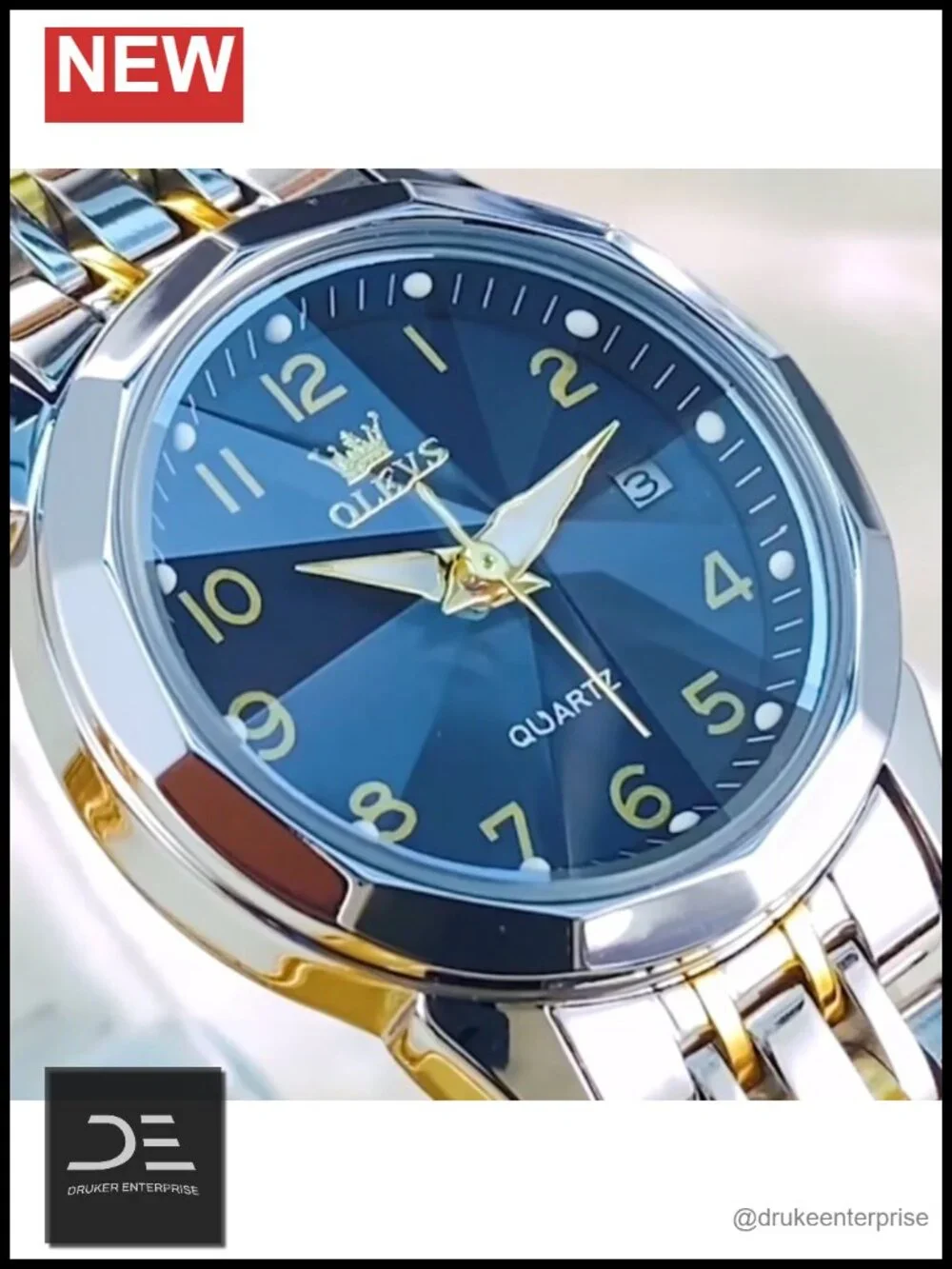 Quartz Stainless Steel Dress Watch with Luminous Day Date